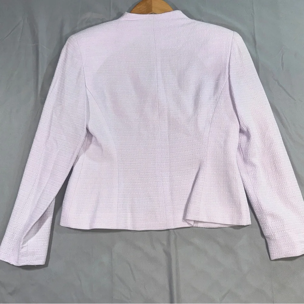Christian Dior Blazer Womens 4P Purple Petite Zip Front Textured Lined Jacket